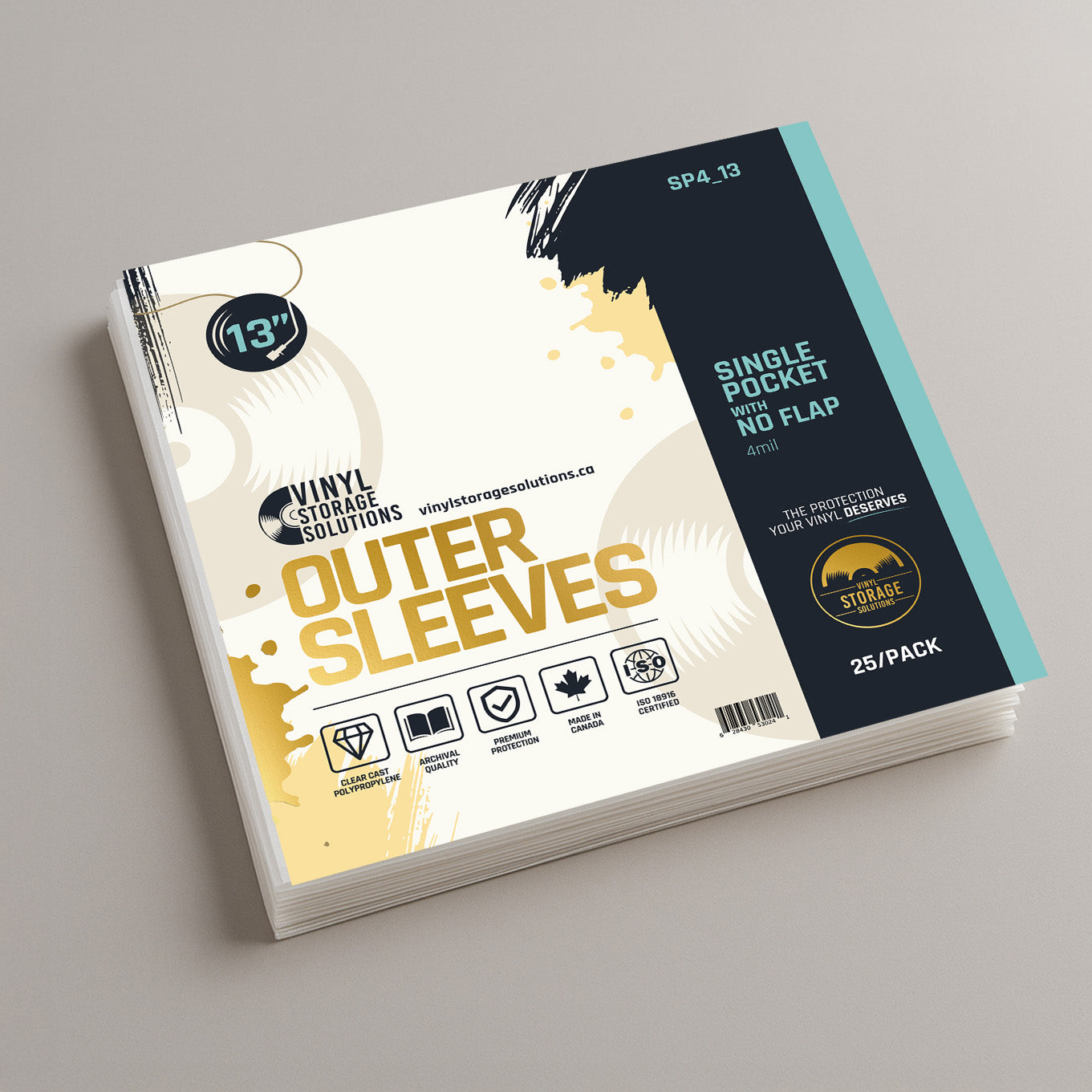13" Single Pocket Outer Sleeves w/ No Flap - 4mil (25 pack)