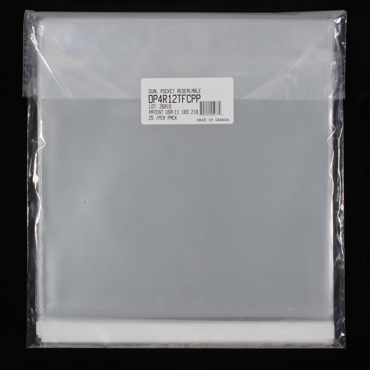 12" Dual Pocket Outer Sleeves w/ Sealable Flap (Tape on Flap) 4mil